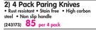 4 Pack Paring Knives-Per 4 Pack