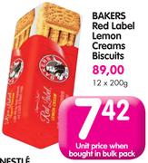 Bakers Red Label Lemon Creams Biscuits-12x200g