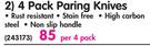 Bakers & Chefs 4 Pack Paring Knives-Per 4 Pack