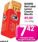 Bakers Red Label Lemon Creams Biscuits-12x200g