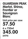 Guardian Peak Merlot,Shiraz,Frontier Or Sauvignon Blanc-6x750ml