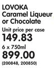 Lovoka Caramel Liqueur Or Chocolate-6x750ml