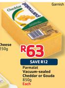 Parmalat Vacuum-Sealed Cheddar or Gouda-850gm Each