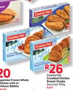 County Fair Crumbed Chicken Breast Steaks Assorted - 400g Each