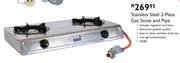 Stainless Steel 2-Plate Gas Stove & Pipe