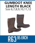 Gumboot Knee Length Black-Each