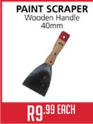 Paint Scraper Wooden Handle 40mm-Each