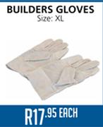 Builders Gloves Size XL-Each