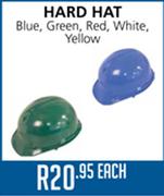 Hard Hat Blue,Green,Red,White,Yellow-Each