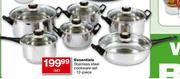 Essentials Stainless Steel Cookware Set-12 Piece Per Set