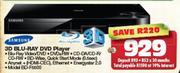 Samsung 3D Blu-Ray DVD Player(Model:BD-F5500)