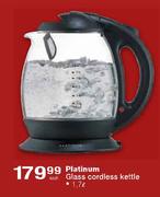 Platinum Glass cordless Kettle 1.7 Ltr - Each