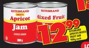 Ritebrand Apricot/Mixed Fruit Jam-900gm Each