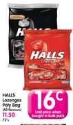 Halls Lozenges Poly Bag(All Flavours)-72's
