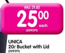 Unica 20L Bucket With Lid-Each