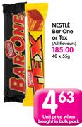 Nestle Bar One Or Tex(All Flavours)-40x55G