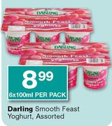 Darling Smooth Feast Yoghurt Assorted-6x100ml
