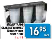 Evertrade Glasses Rimmed Window Box 3PCE 160Z-1's