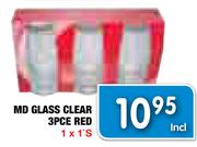 MD Glass Clear 3 Pce Red
