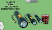 Brandlite Torch 3-Piece Set & 5 Superpower Batteries