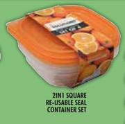 2 In 1 Square Re Usable Seal Container Set
