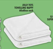 Jolly Tots Towelling Nappy 60x60-Each
