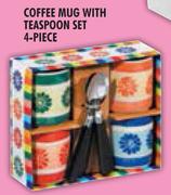 4 Piece Coffee Mug With Teaspoon Set