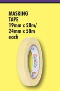 Masking Tape 19mmx50m/24mmx50m-Each