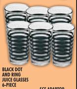 Black Dot And Ring 6 Piece Juice Glasses