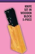 5 Piece Knife Set In Wooden Block