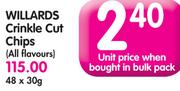 Willards Crinkle Cut Chips(All Flavours)-48x30g