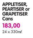 Appletiser, Peartiser Or Grapetiser Cans-24X330ml