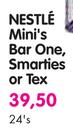 1 Nestle Mini's Bar One, Smarties Or Tex-24's