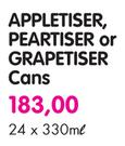 Appletiser Peartiser Or Grapetiser Cans-24x330ML