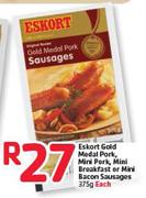 Eskort Gold Medal Pork, Mini Pork, Mini Breakfast or Mini Bacon Sausages-375gm Each