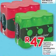 Appletiser,Grapetiser Or Peartiser Sparkling Juice Assorted-6x330Ml Per Pack