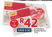 PnP Rindless Streaky Bacon-2 x 250gm