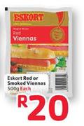 Eskort Red or Smoked Viennas-500gm Each