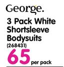 George 3 Pack White Shortsleeve Bodysuits-Per Pack