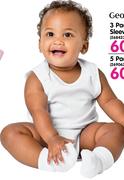 George 3 Pack White Sleeveless Bodysuits-Per Pack