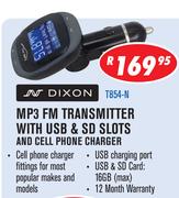 Dixon MP3 FM Transmitter With USB & SD Slots And Cell Phone Charger
