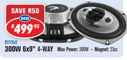 Dixon Car Speakers 300W 6 x 9" 4-Way BV1/6x9