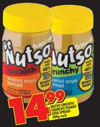 Nutso Smooth/Crunchy Peanut Soya Spread-400g Each