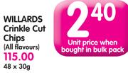 Willards Crinkle Cut Chips(All Flavours)-48x30G