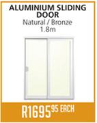Aluminium Sliding Door Natural/Bronze-1.8m