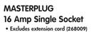 Masterplug 16 Amp Single Socket