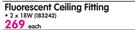 Radian Flurescent Ceiling Fitting-2x18W Each