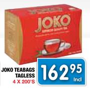 Joko Teabags Tagless- 4 x 200's