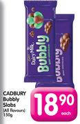 Cadbury Bubbly Slabs (All Flavours)-150g Each