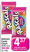 Rascals Candy Chews (All Flavours)-24 x 50g
